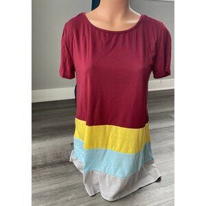 Easther Womens Colorblock Tunic Top Size M NWT Maroon F8